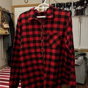 Maurices Red and Black Plaid Utility Jacket
